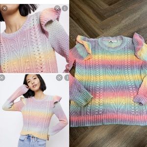 LOFT Ombre Rainbow Ruffle Sweater